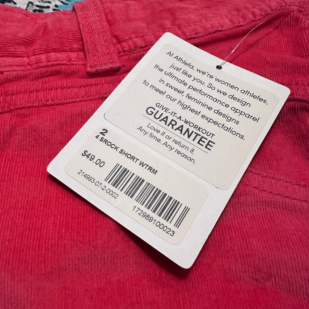 NWT Athleta Watermelon 98% Cotton Corduroy Srock Shorts Women’s 2 - Picture 7 of 10